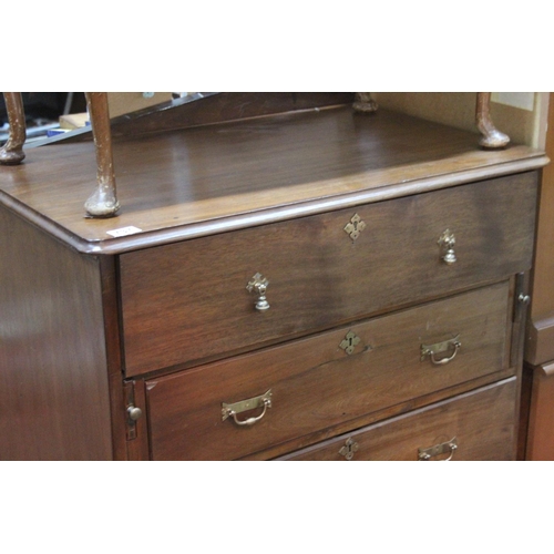 737 - A stunning antique mahogany secretaire campaign chest with painted interior.