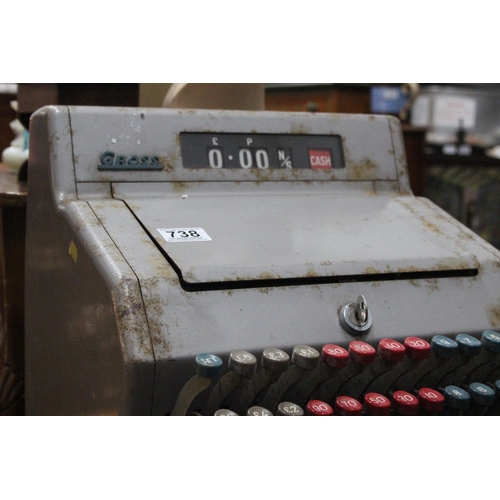 738 - An antique Gross cash register with key.