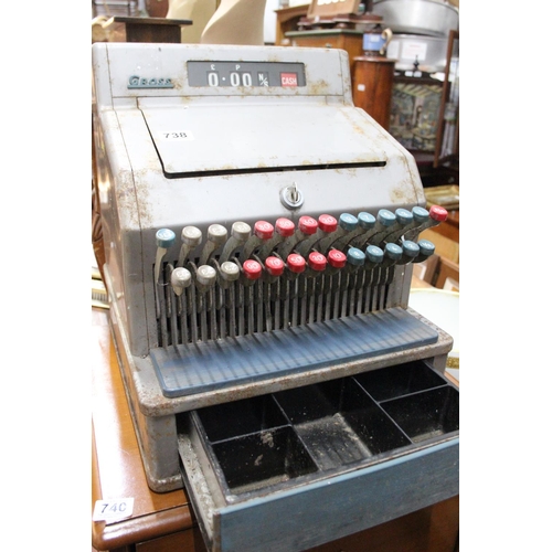 738 - An antique Gross cash register with key.