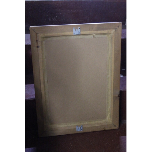 757 - A pine framed wall mirror.