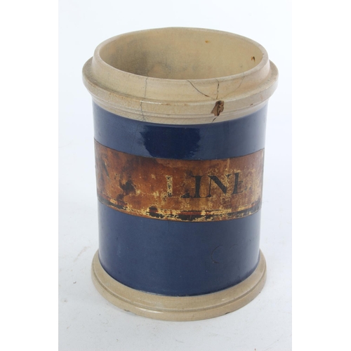 767 - An antique stoneware 'Vaseline' chemist jar.