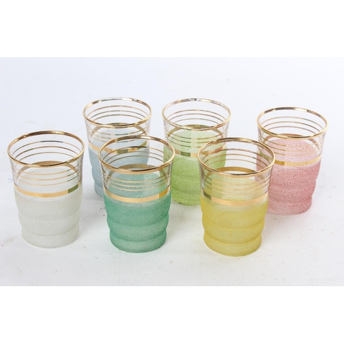 772 - A set of six vintage coloured glasses.