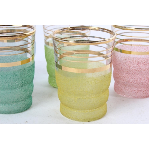 772 - A set of six vintage coloured glasses.