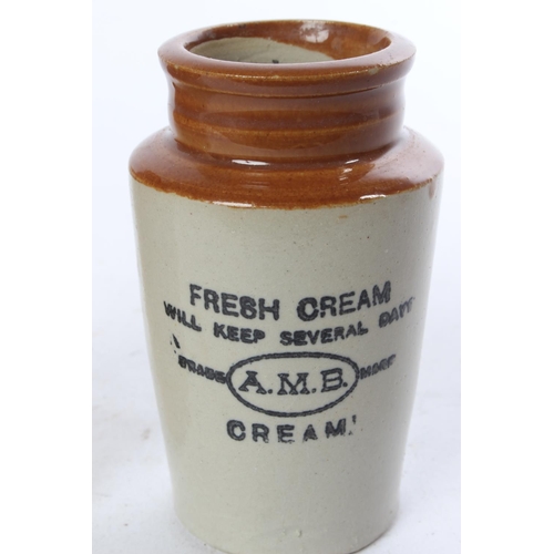 791 - An antique stoneware jar 'Willow Park Creamery, Newtownbutler' (a/f) and another.