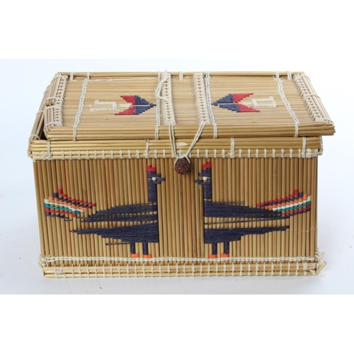 798 - A small handcrafted bamboo storage case.