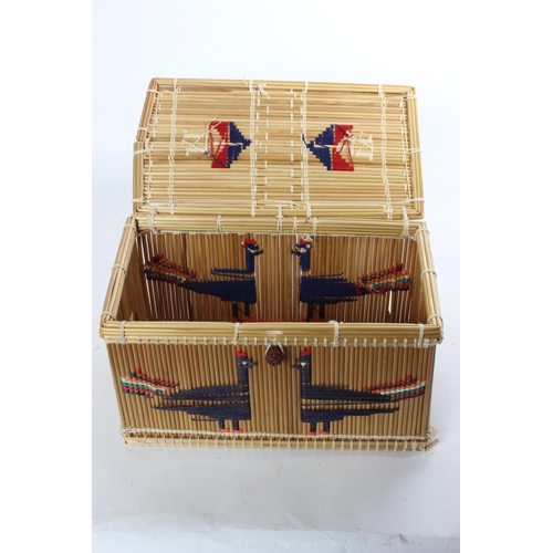 798 - A small handcrafted bamboo storage case.