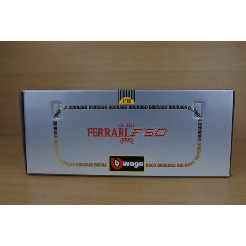 807 - A boxed Burago Ferrari F50 toy car, scale 1:18.