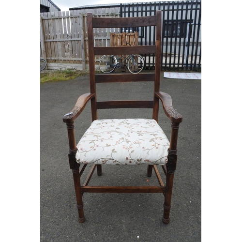 846 - A stunning large antique oak framed armchair.