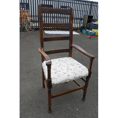 846 - A stunning large antique oak framed armchair.