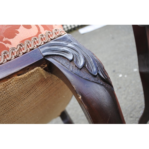 851 - A stunning pair of Antique/ Victorian Ebony upholstered armchairs.