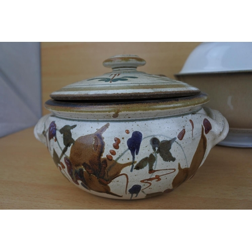 875 - Two Denby lidded casserole dishes and another.