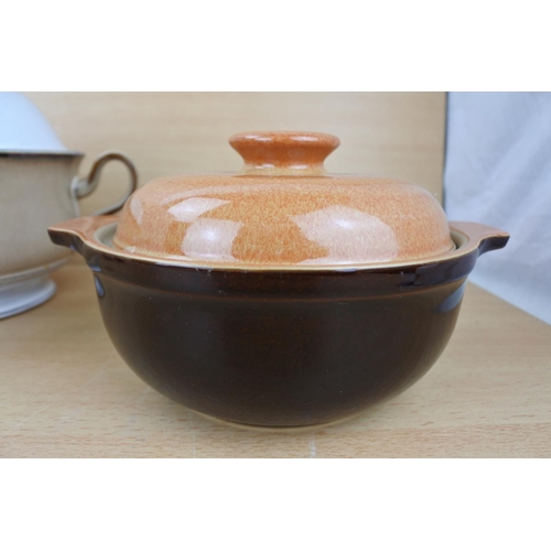 875 - Two Denby lidded casserole dishes and another.