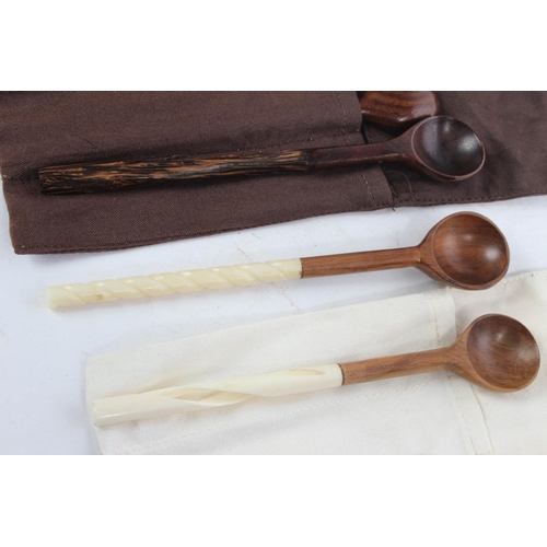 916 - A lot of wooden spoons with turned handles and more.