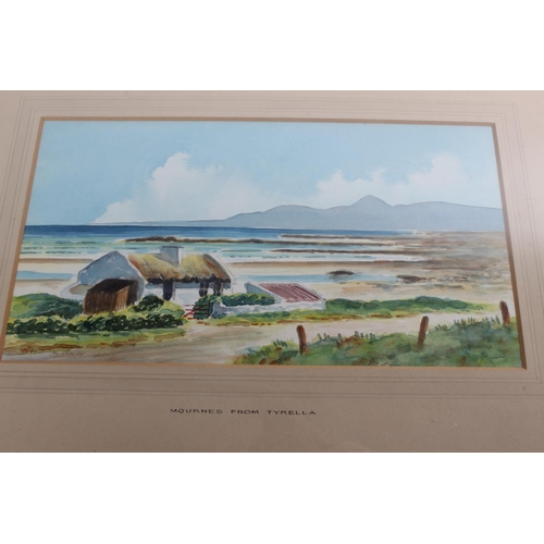 928 - A framed watercolour 'Mournes from Tyrella' signed Tom W Irwin, painting measures 27cm x 15cm.