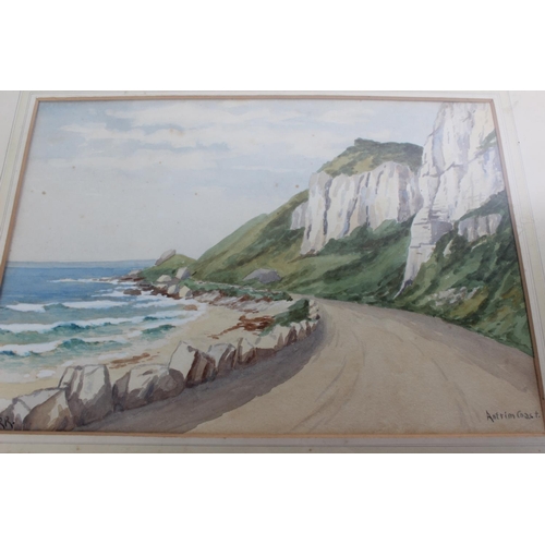 938 - A stunning gilt framed watercolour 'Antrim Coast' signed L Kerr, painting measures 14