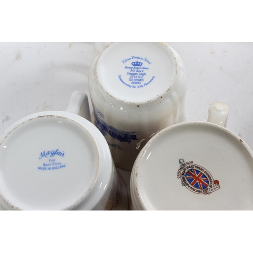 954 - A mixed assortment of vintage cups, to include commemorative pieces & more.