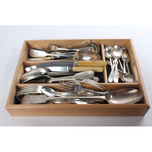 960 - A tray of vintage/ antique silver plated cutlery.