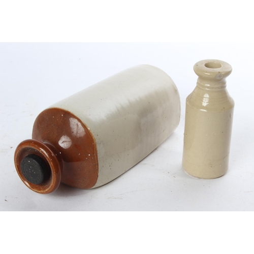 965 - A small antique stoneware hot water bottle & ink bottle.