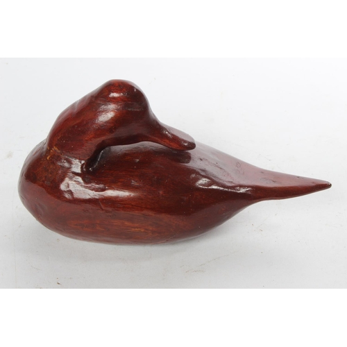 966 - A hand carved wooden decoy duck.