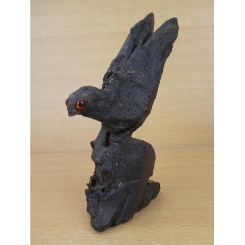 1015 - A hand carved Irish Bog oak eagle.