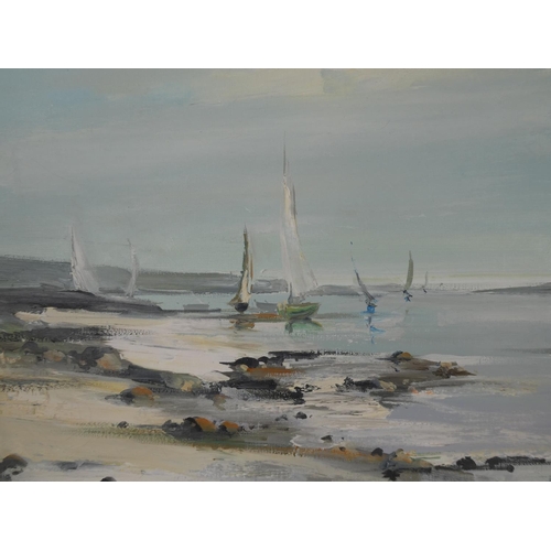 1021 - An original vintage oil on canvas painting of a Coastal scene, signed to  corner by the Artist.