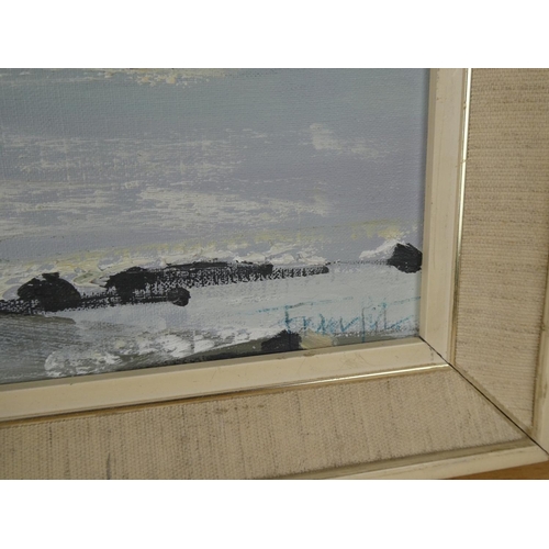 1021 - An original vintage oil on canvas painting of a Coastal scene, signed to  corner by the Artist.