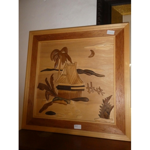 1043 - A large handmade wooden picture.