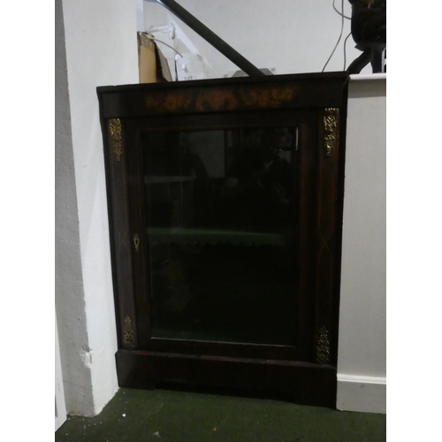 1048 - A stunning antique Pier display cabinet with Marquetry detail & brass detail.