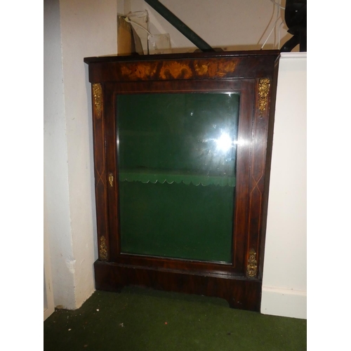 1048 - A stunning antique Pier display cabinet with Marquetry detail & brass detail.