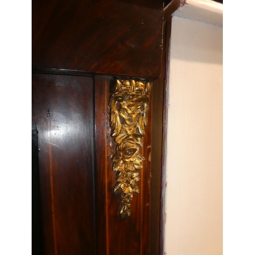 1048 - A stunning antique Pier display cabinet with Marquetry detail & brass detail.