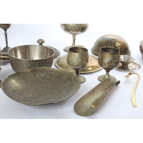 13 - A large assortment of brassware, to include decorative brass bellows & more.