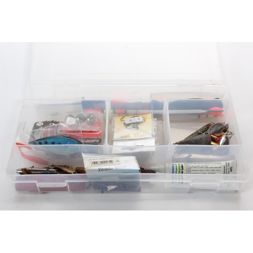 129 - A fishing storage case and lures etc.