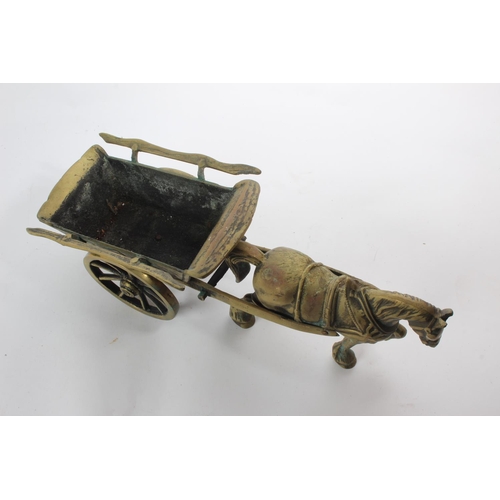 139 - A large vintage brass horse and cart.