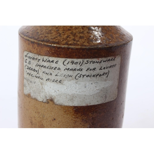 145 - An antique G Leigh, Stockport 1901 Lovatt stoneware beer bottle.