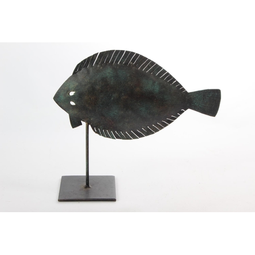 163 - A metal fish display on stand.