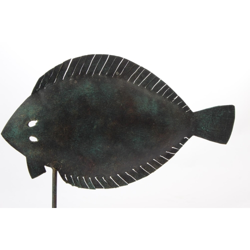 163 - A metal fish display on stand.