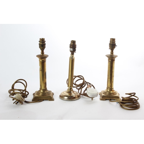 169 - Three vintage brass table lamp bases.