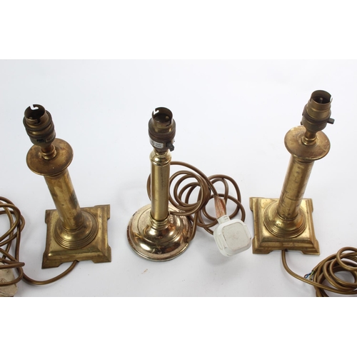 169 - Three vintage brass table lamp bases.