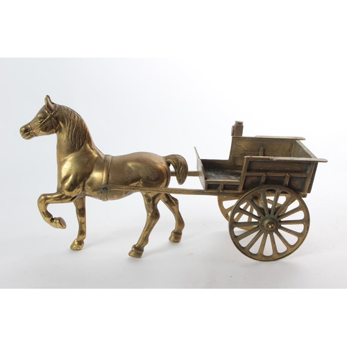 171 - A large vintage brass horse & carriage.