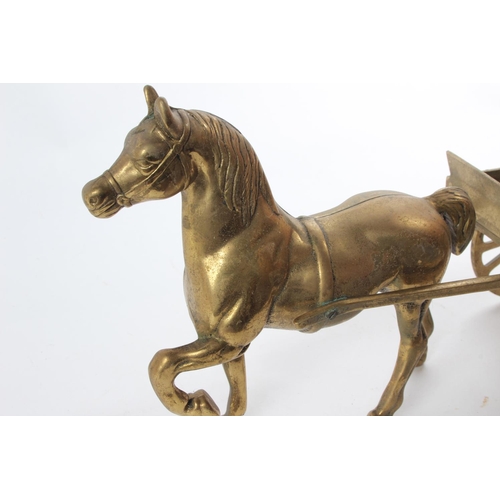 171 - A large vintage brass horse & carriage.