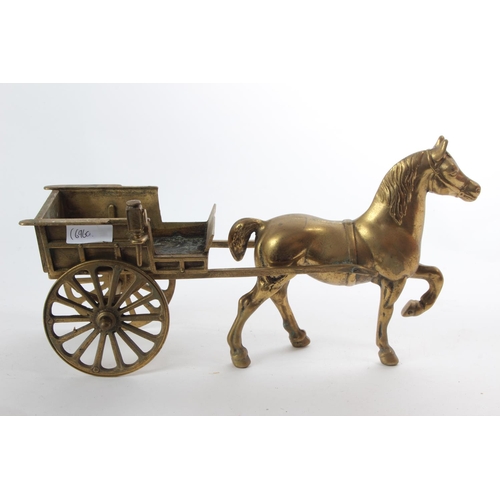 171 - A large vintage brass horse & carriage.