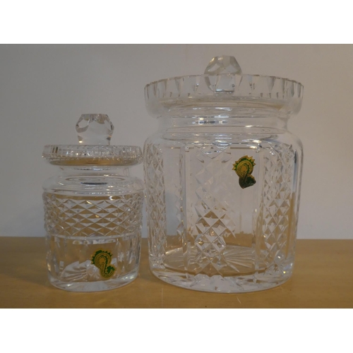 100 - A large Waterford Crystal biscuit barrel and another.