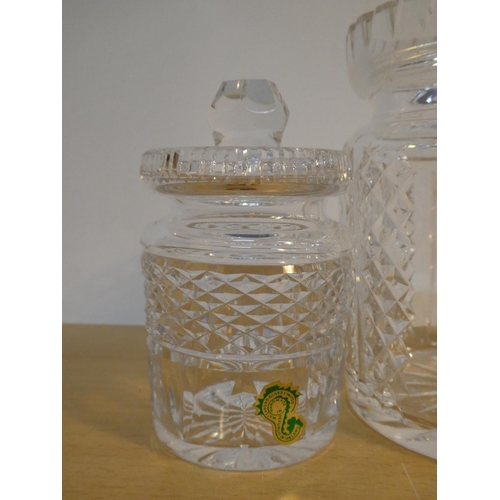 100 - A large Waterford Crystal biscuit barrel and another.