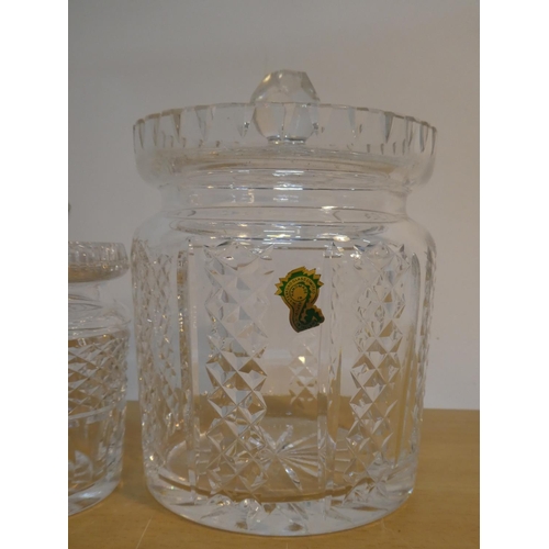 100 - A large Waterford Crystal biscuit barrel and another.