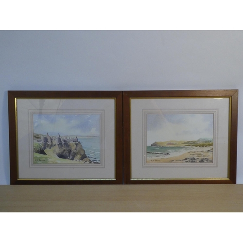 104 - A pair of framed watercolours 'Dunluce Castle' and 'Portbalintrae Beach' signed A M Spence, painting... 