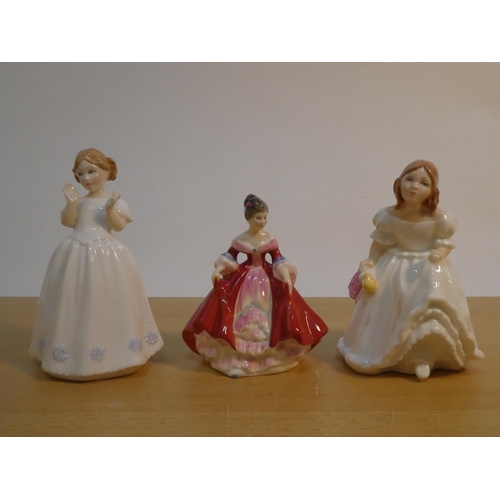 108 - Three Royal Doulton figures 'Southern Belle HN3174, Catherine HN3044 and Lynsey HN3043'.