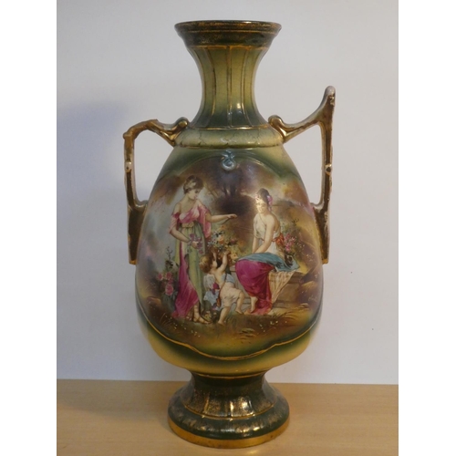 70 - An antique two handled vase (a/f)