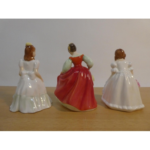 75 - Three Royal Doulton figures to include Fair Maiden HN2434, Kerry HN3036 and Lynsey HN3043.