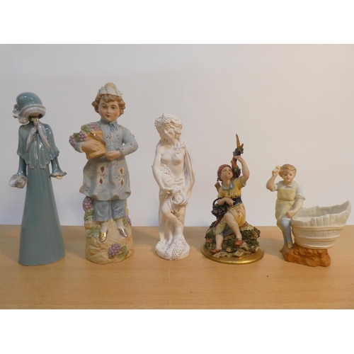 77 - A collection of antique bisque figures and more.