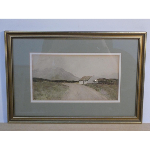 86 - A framed watercolour painting 'Donegal Cottage' signed B McBroom.